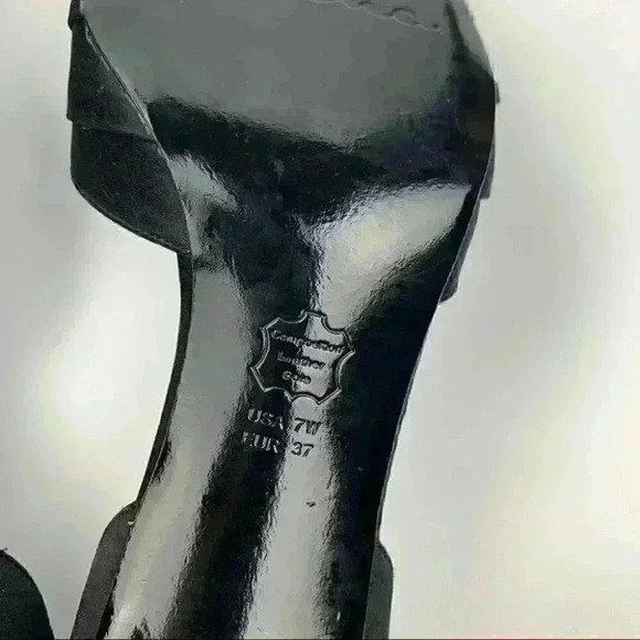 New Nina heels size 7 W 37 black satin gem peep toe formal mother of the bride - Picture 8 of 12